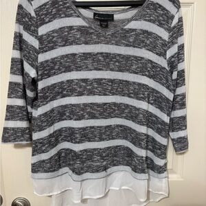 Lane Bryant Black and White Striped Blouse